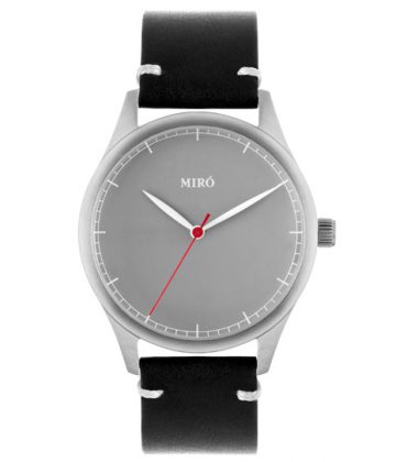 Grey face black leather strap